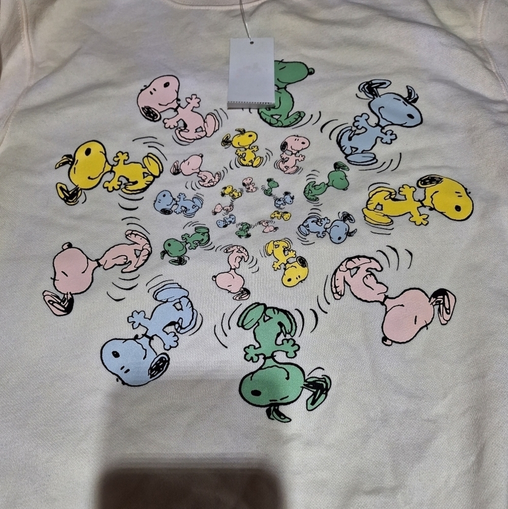 Peanuts dancing Snoopy pink sweatshirt. Womens small. NWT. - Picture 2 of 7